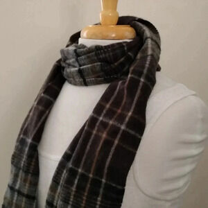 John W Nordstrom Brown Plaid Multifunctional Rectangle Tassel Scarf Neckwarmer
